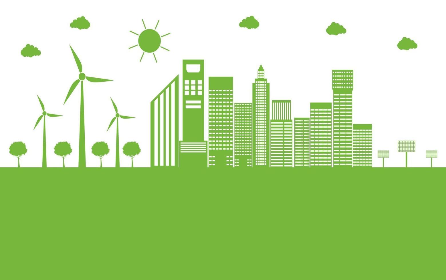 Green ecology city help the world with eco friendly concept ideas vector