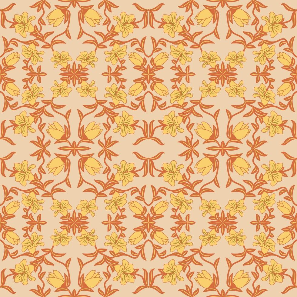 Floral folk damask pattern Fantasy flowers Floral geometric fantasy vector