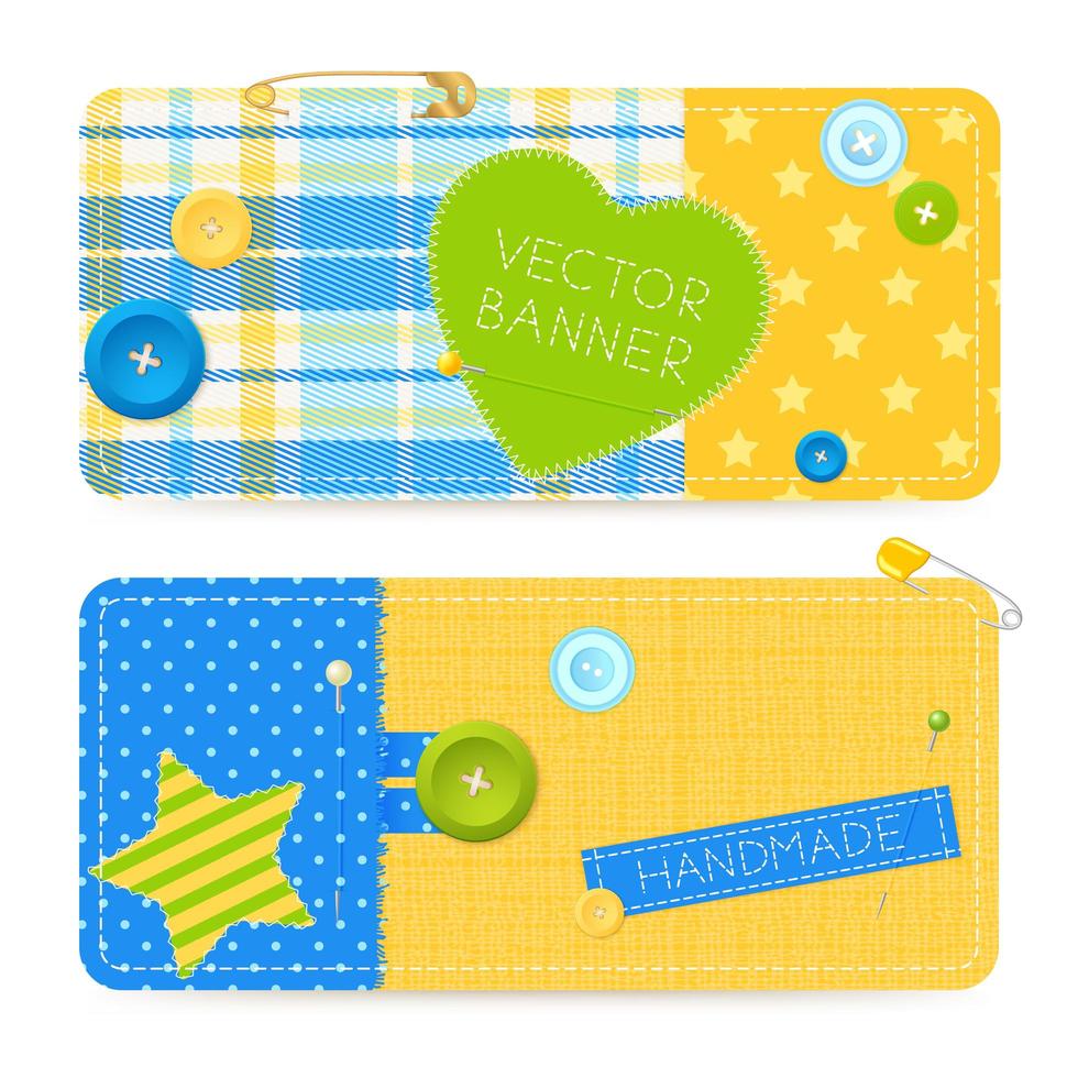 Realistic Sewing Banners Vector Illustration
