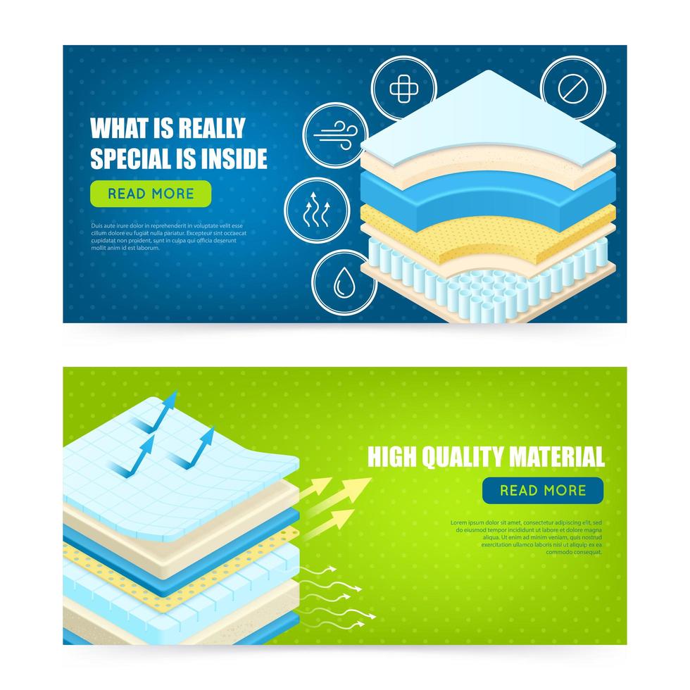 Mattress Layers Material Banners Vector Illustration