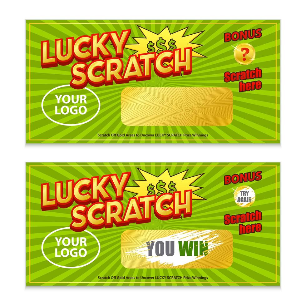 Scratch Lottery Game Win Card Vector Illustration