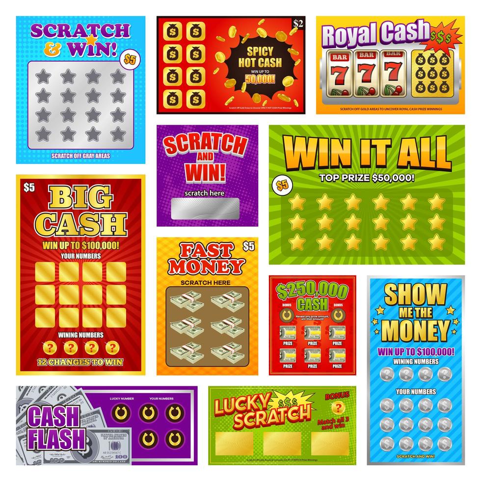 Scratch Win Cards Set Vector Illustration