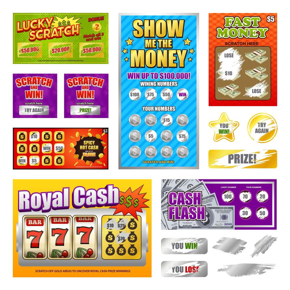 Scratch Lottery Cards Set Vector Illustration