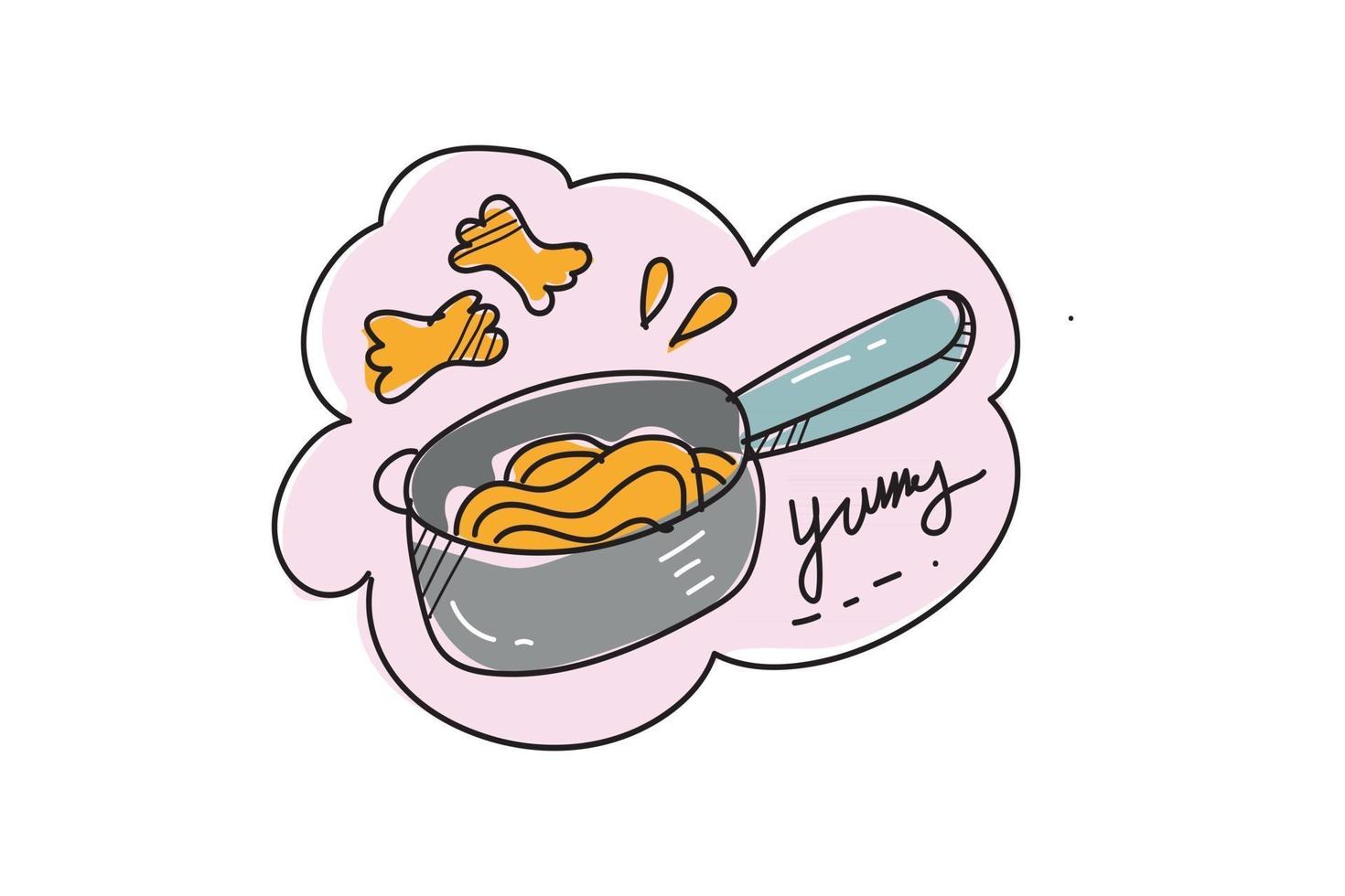 Cute Sticker Yumy Noodles and Cereal vector