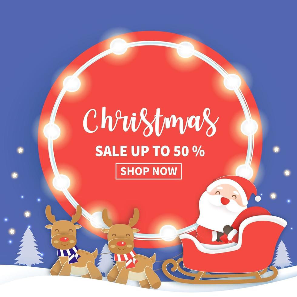 Christmas sale banner with Santa Claus vector