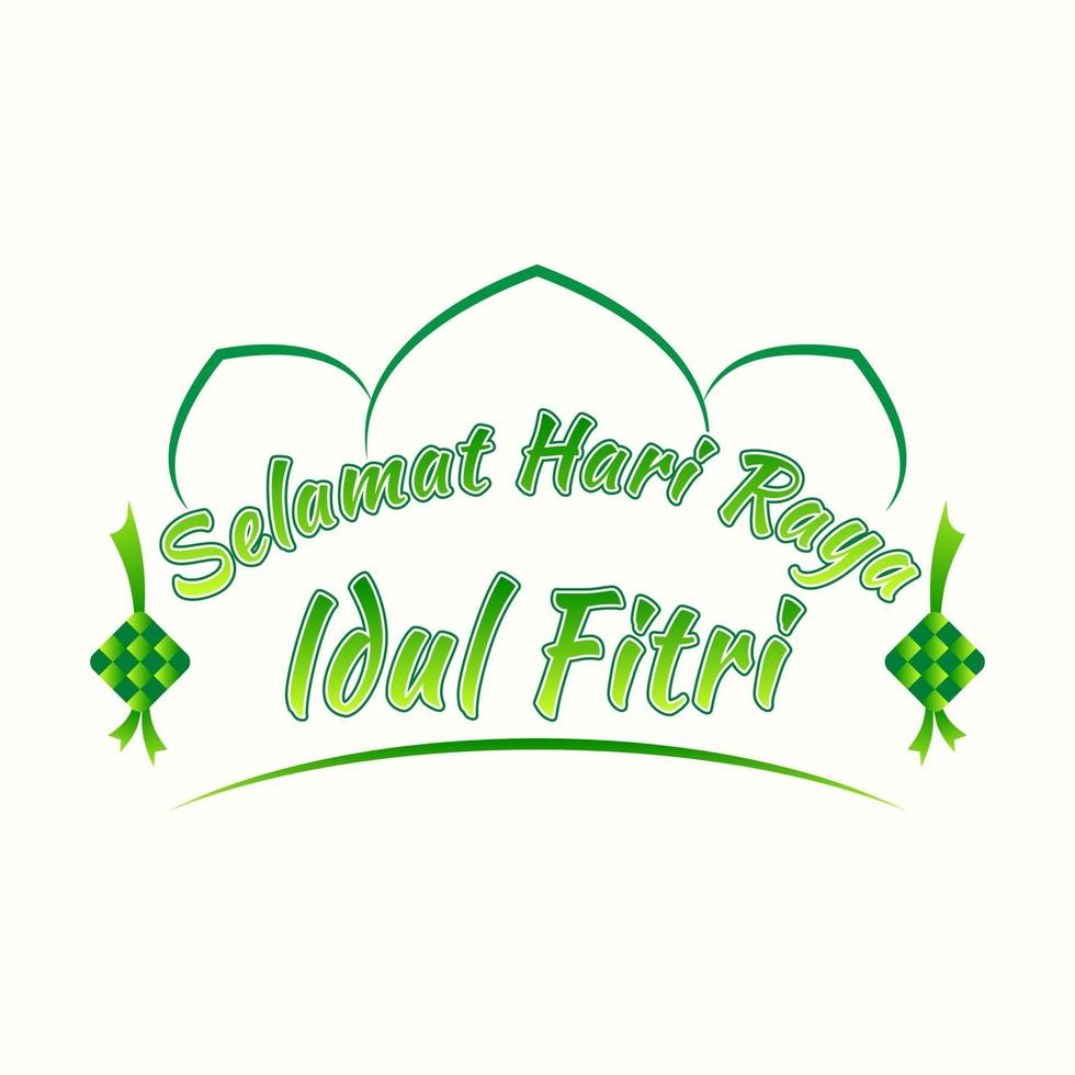 Greetings for idul fitr green vector