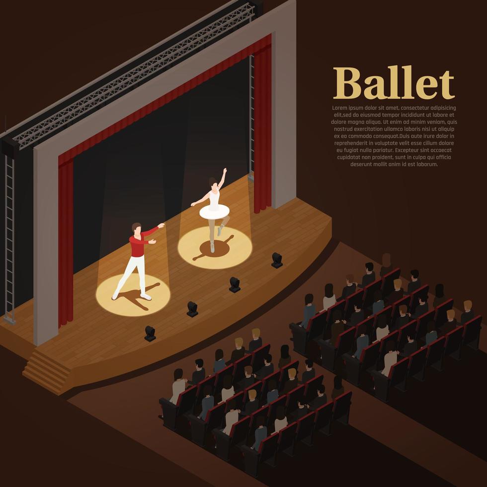 Ilustración de vector de fondo de ballet de teatro interior