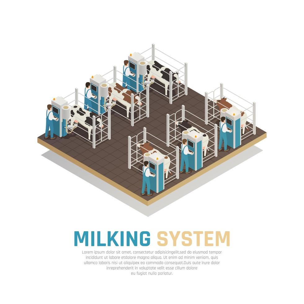 Milking Operation Factory Background Vector Illustration