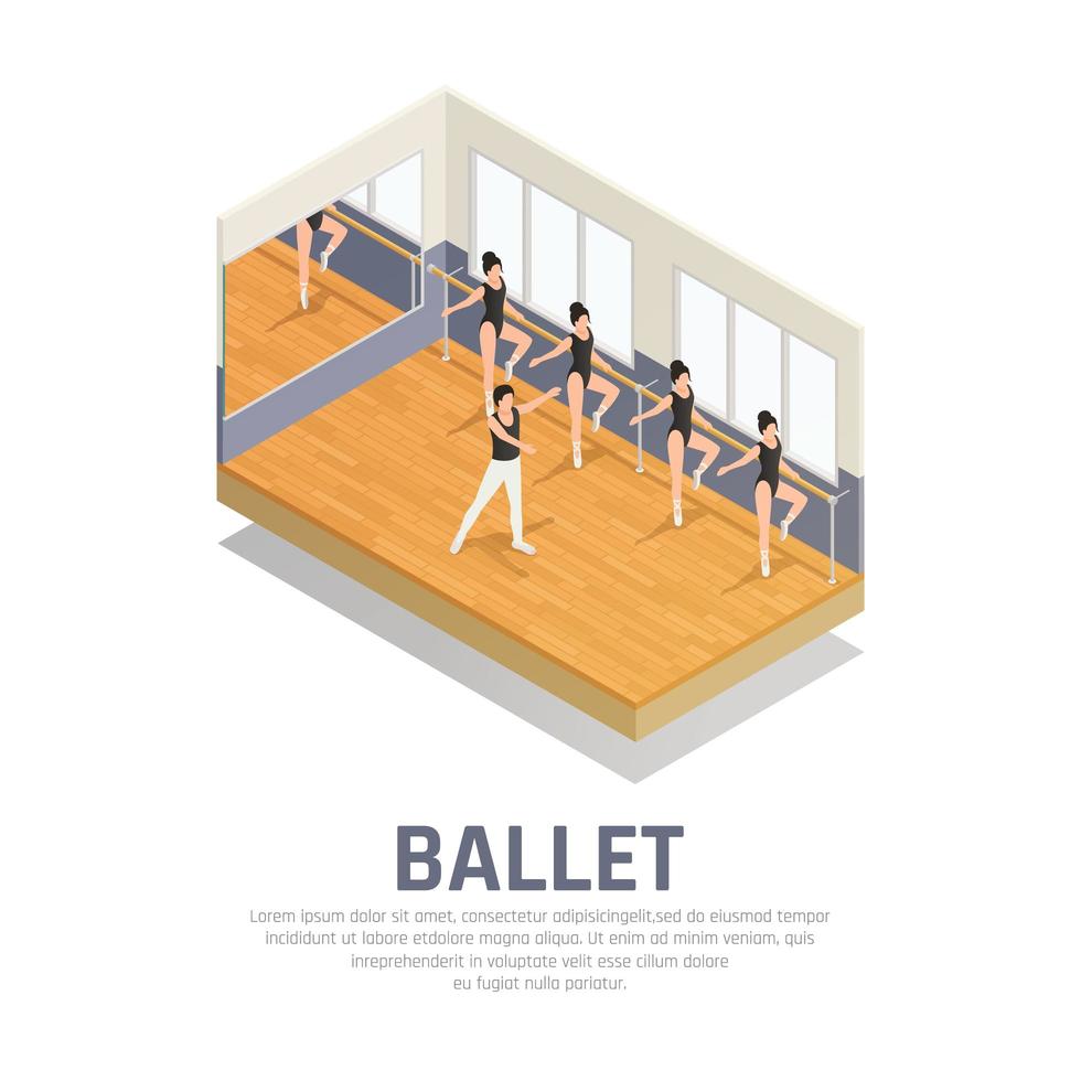 Ilustración de vector de fondo de práctica de ballet de teatro