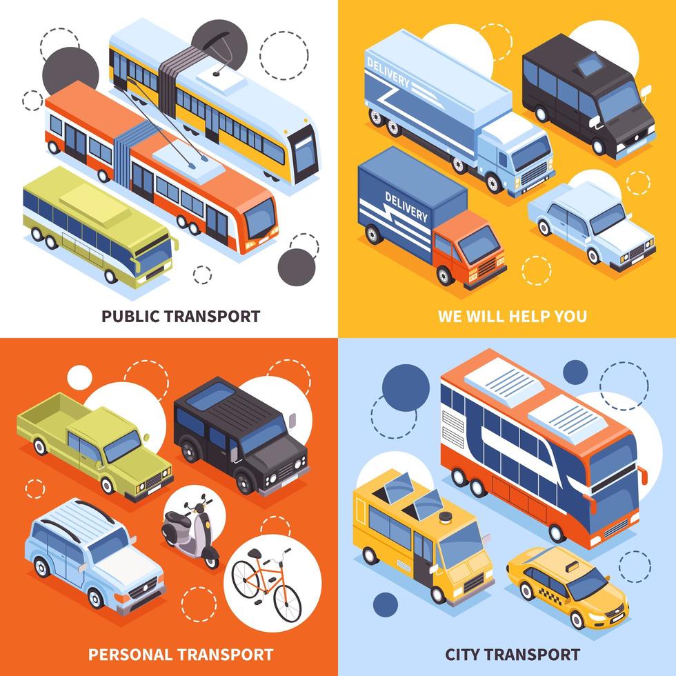 Transport Isometric Design Concept Vector Illustration