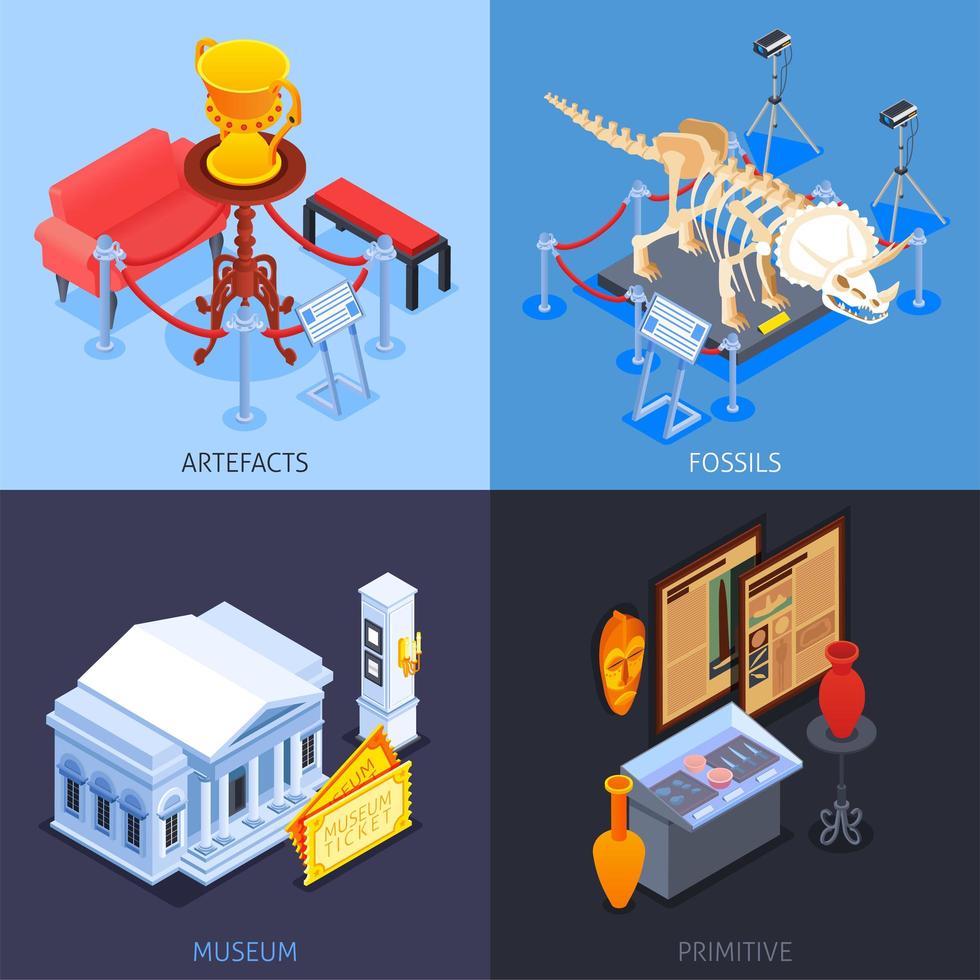 Museum Isometric Design Concept Vector Illustration