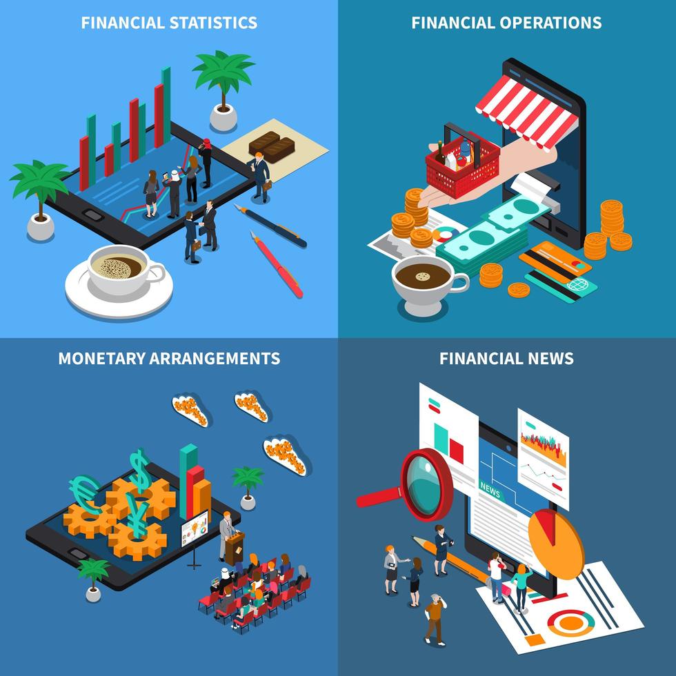 Financial Technology Isometric Design Concept Vector Illustration