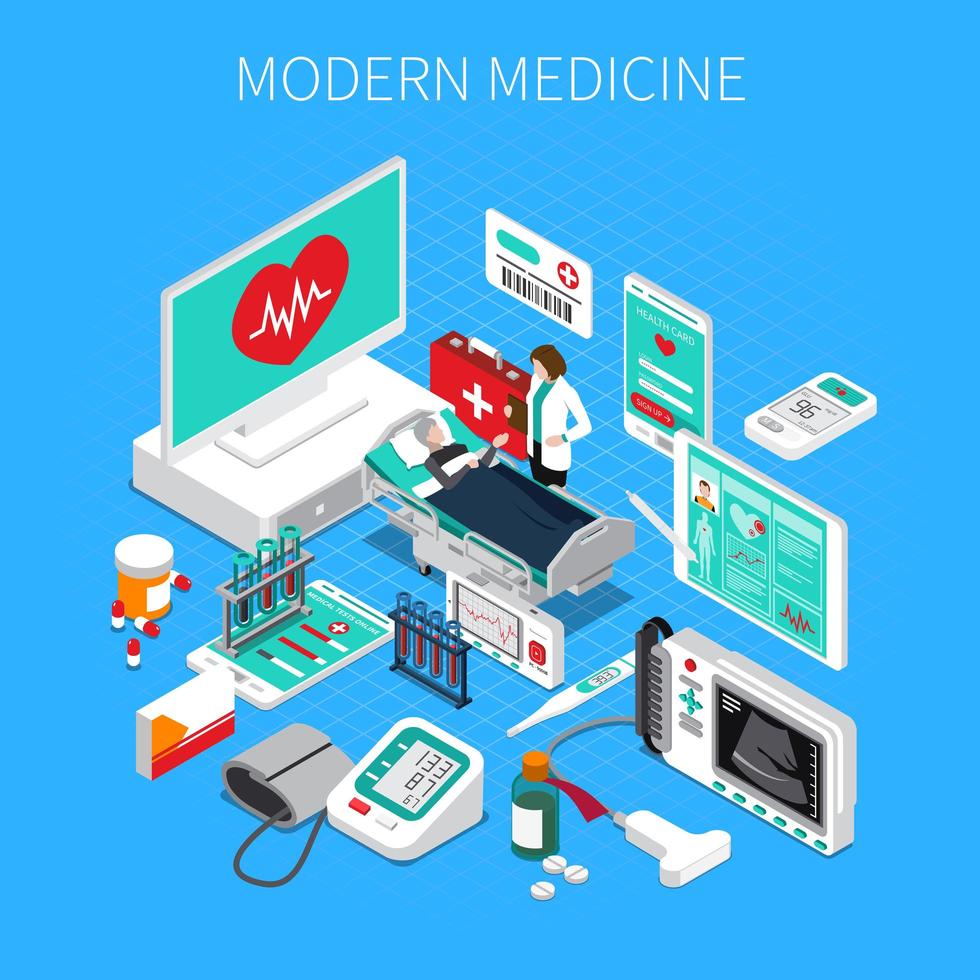 Modern Medicine Isometric Composition Vector Illustration