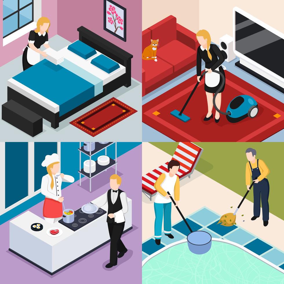 Home Staff 2x2 Design Concept Vector Illustration