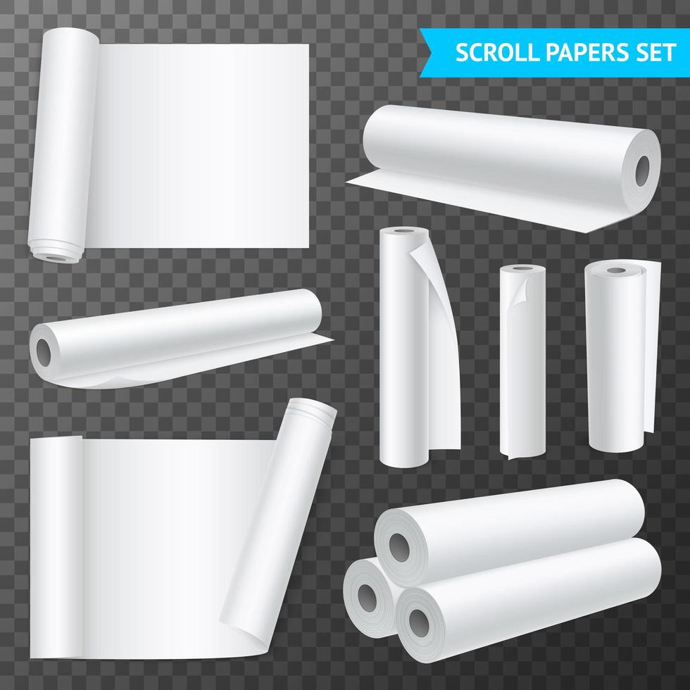 Clean White Paper Scrolls Set Vector Illustration