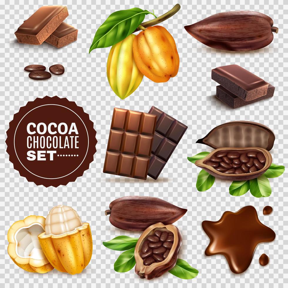 Realistic Cocoa Background Set Vector Illustration