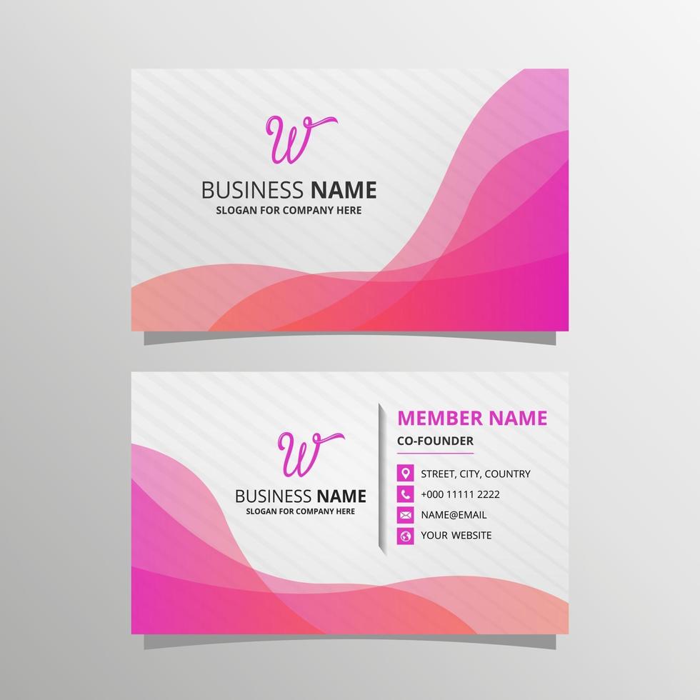 Stylish Pink Wave Business Card Template vector