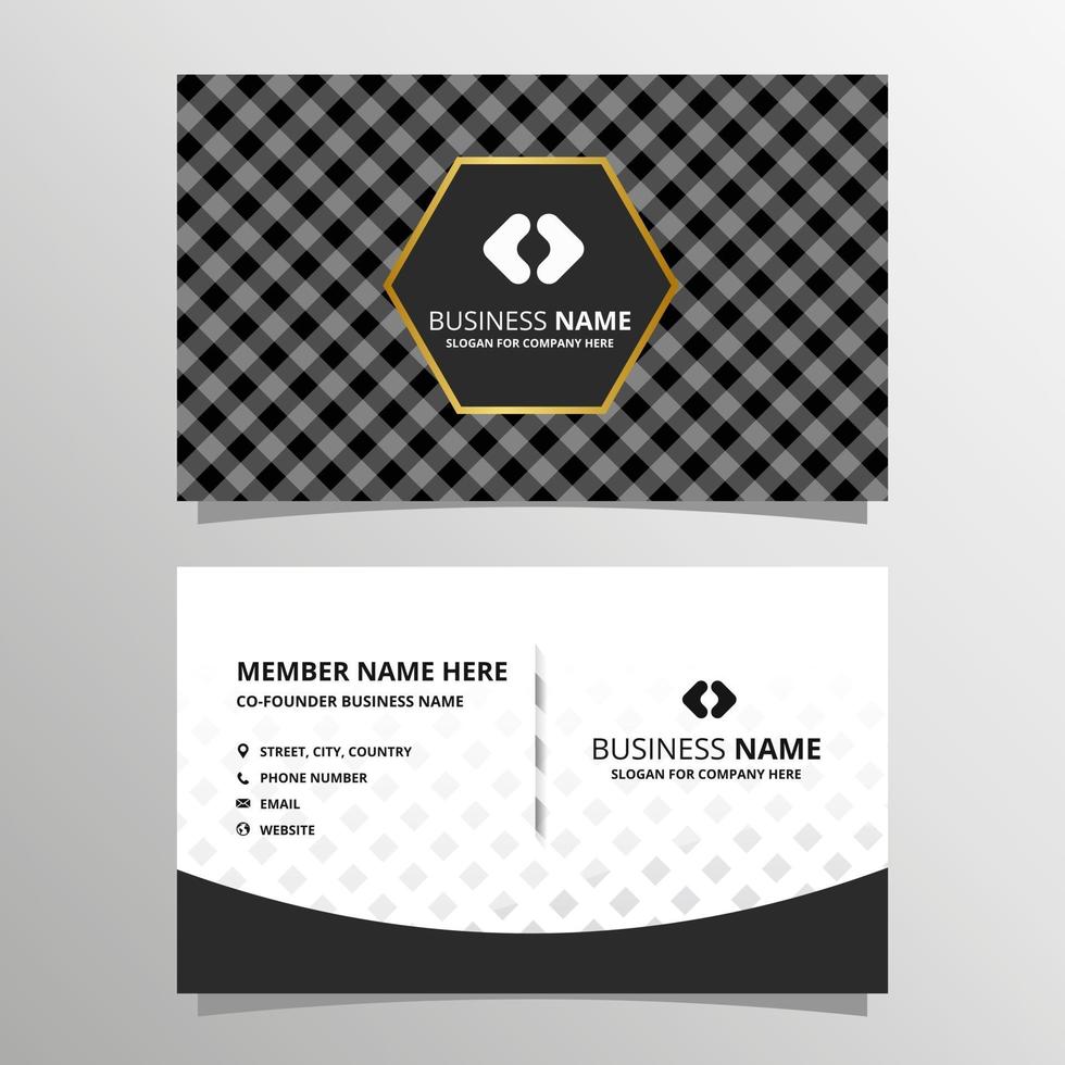 Elegant Minimal Black and White Business Card Template With Gingham Pattern vector