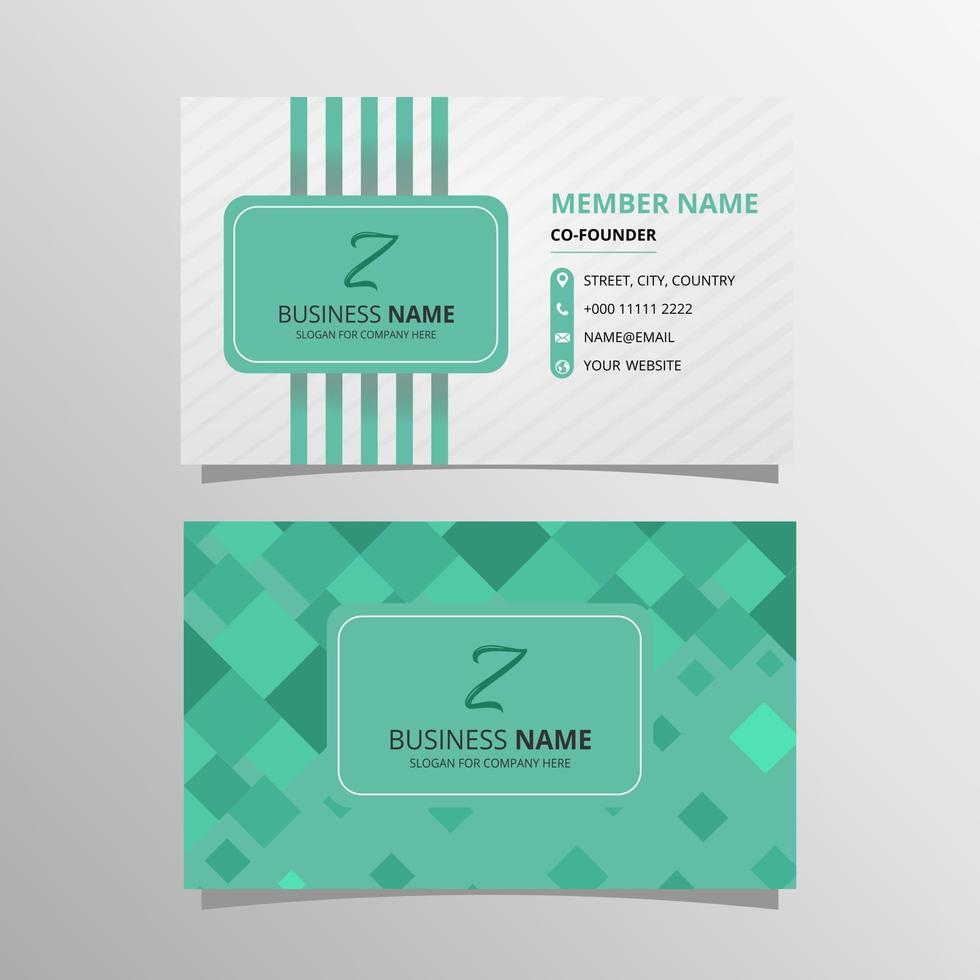 Green Mosaic Business Card Template vector