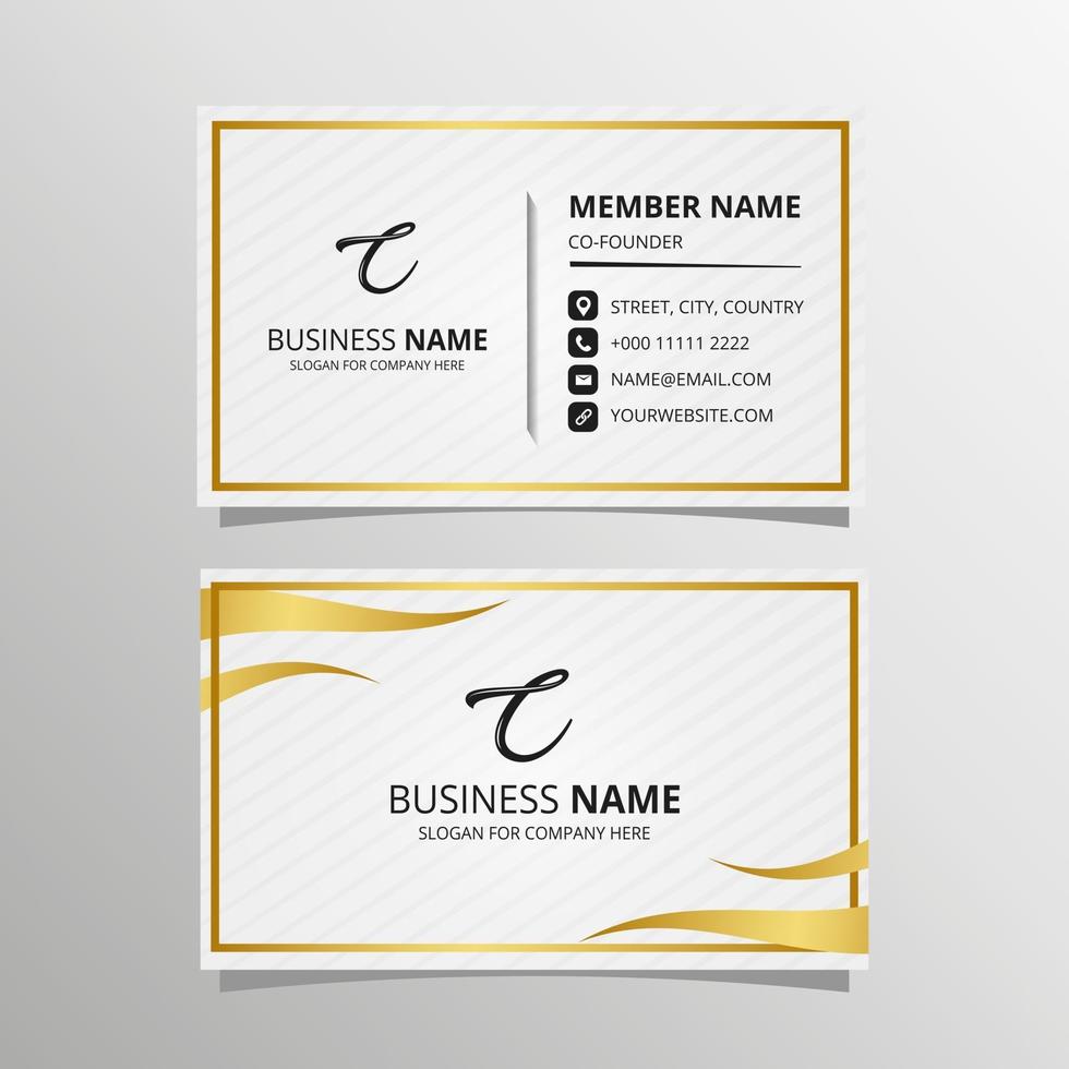 Abstract White Gold Business Card Template vector