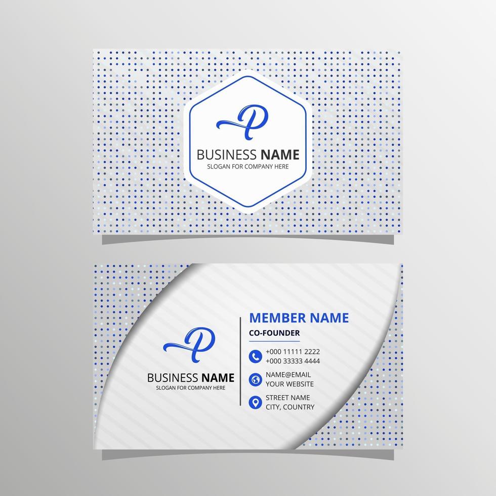 Modern Blue and Gray Business Card Template With Small Dots vector