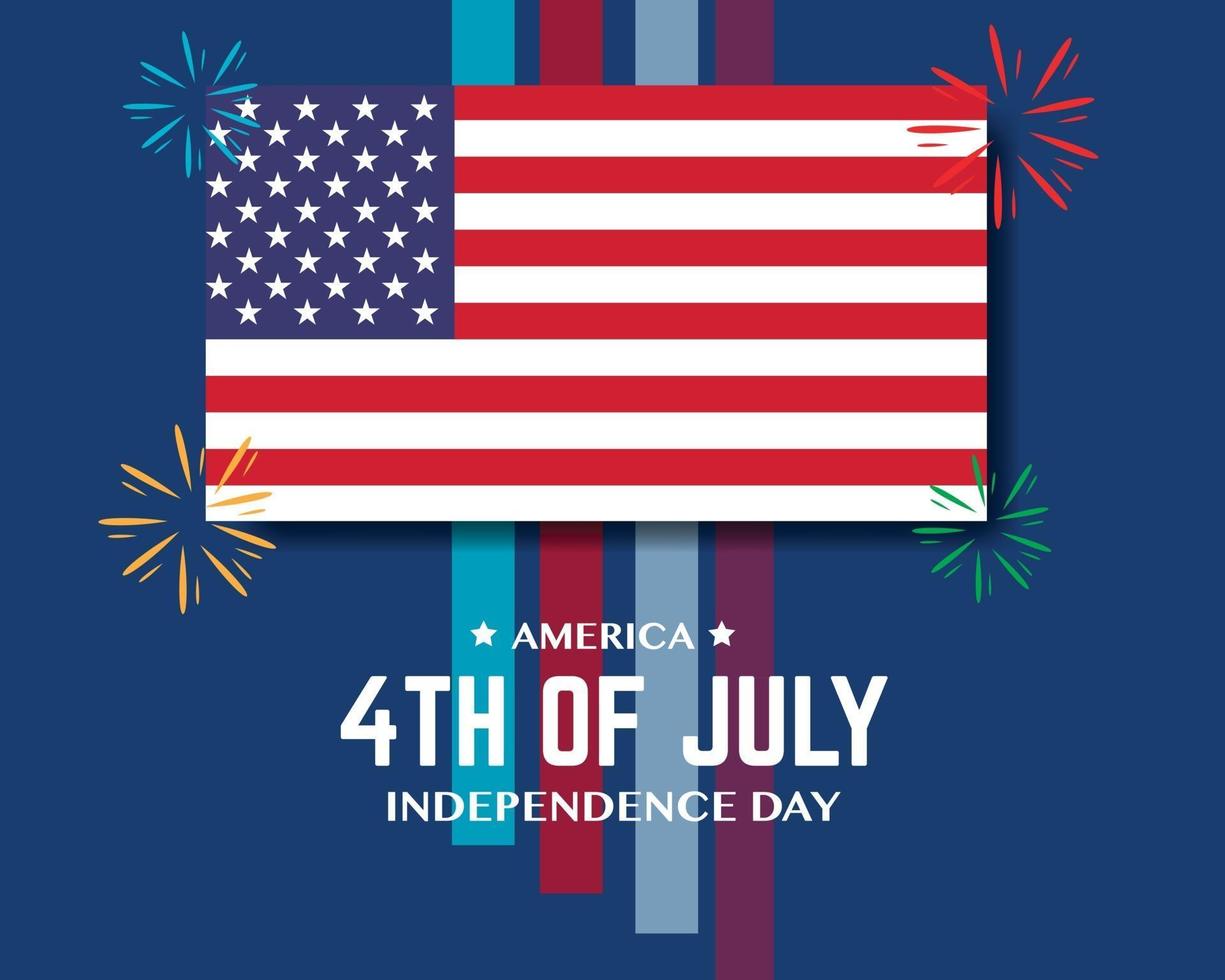 America Independence Day Flag Firework Color Line vector