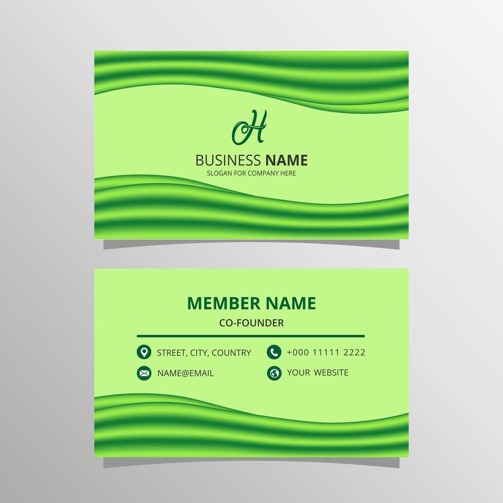 Abstract Green Wave Business Card Template vector