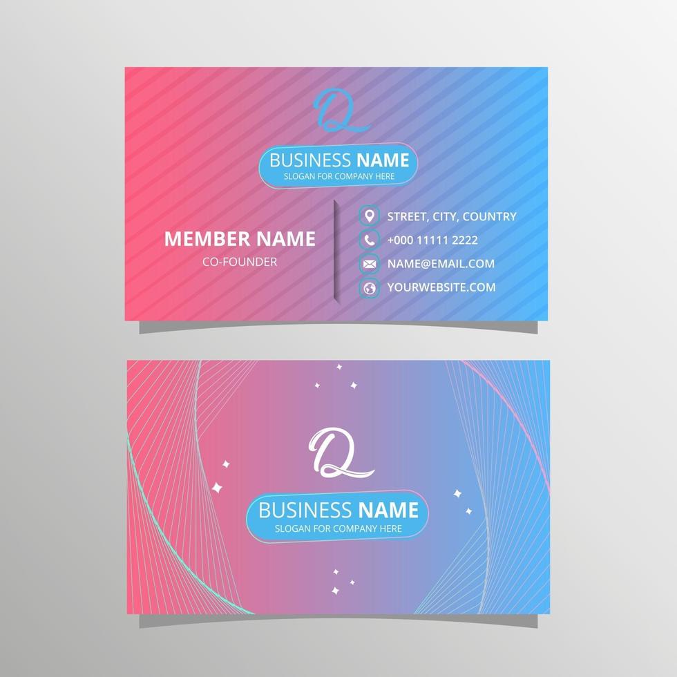 Pink Blue Gradient Business Card Template vector