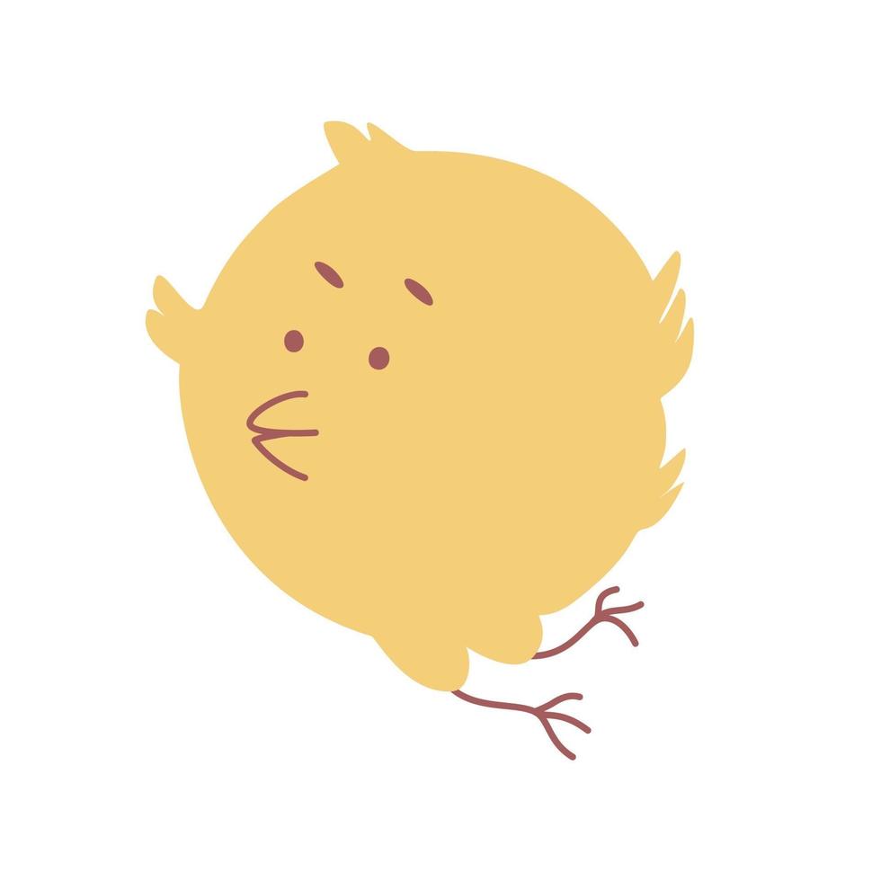 Lindo pequeño pollo amarillo volando ilustración vectorial elemento de diseño gráfico aislado fondo blanco. vector