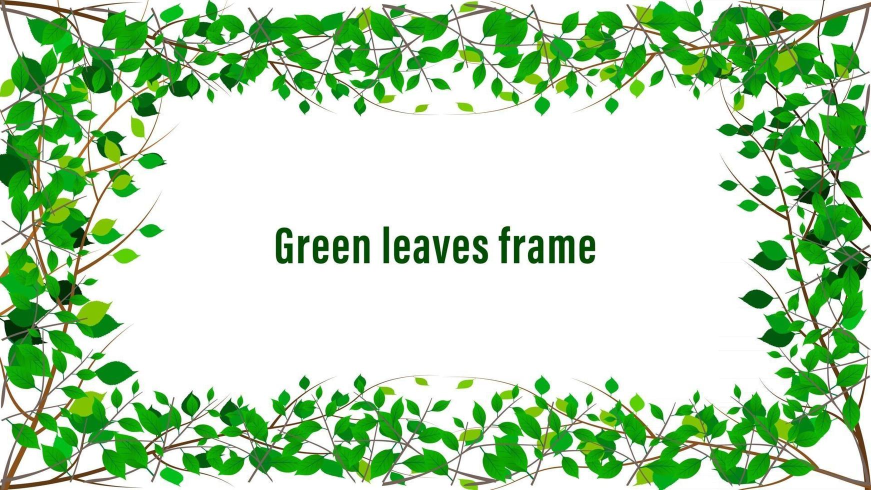 Tree branches with green leaves border frame vector