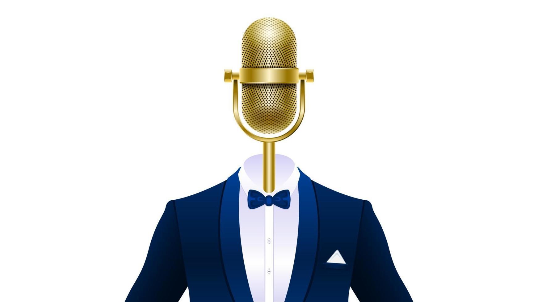 microphone in tuxedo isolated vector