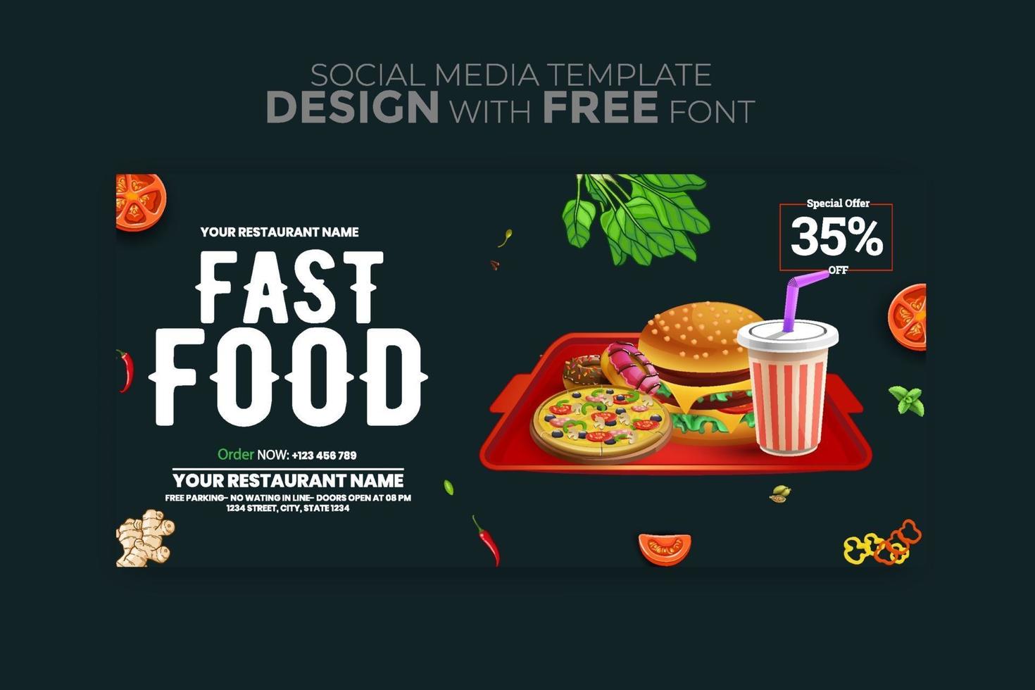 Food menu banner social media template vector