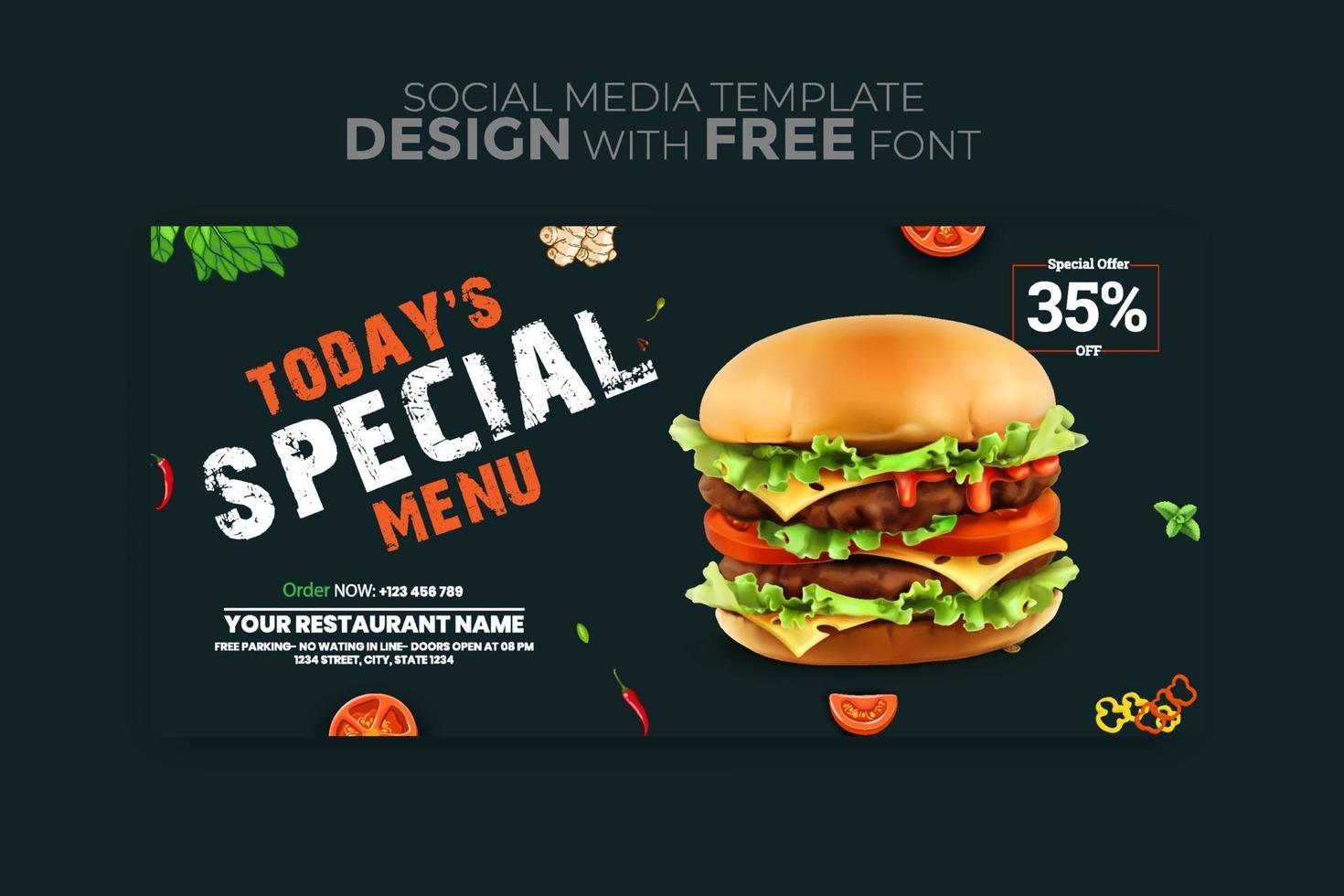 Food menu banner social media template vector