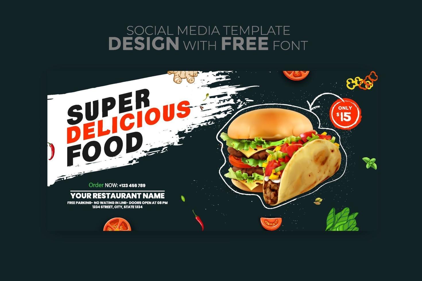 Food menu banner social media template vector