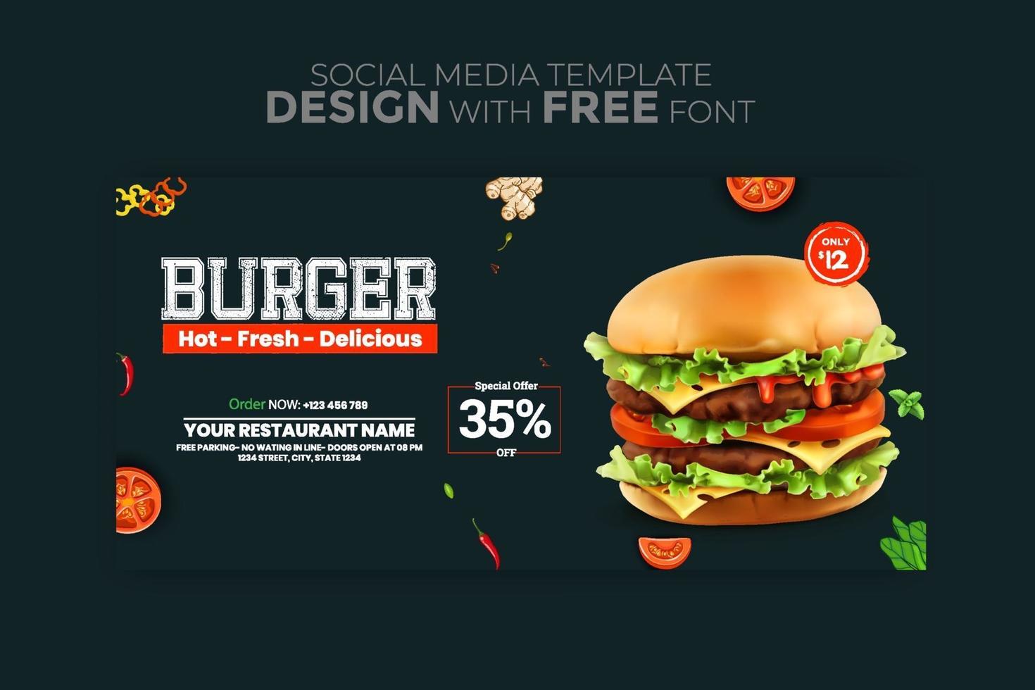 Food menu banner social media template vector