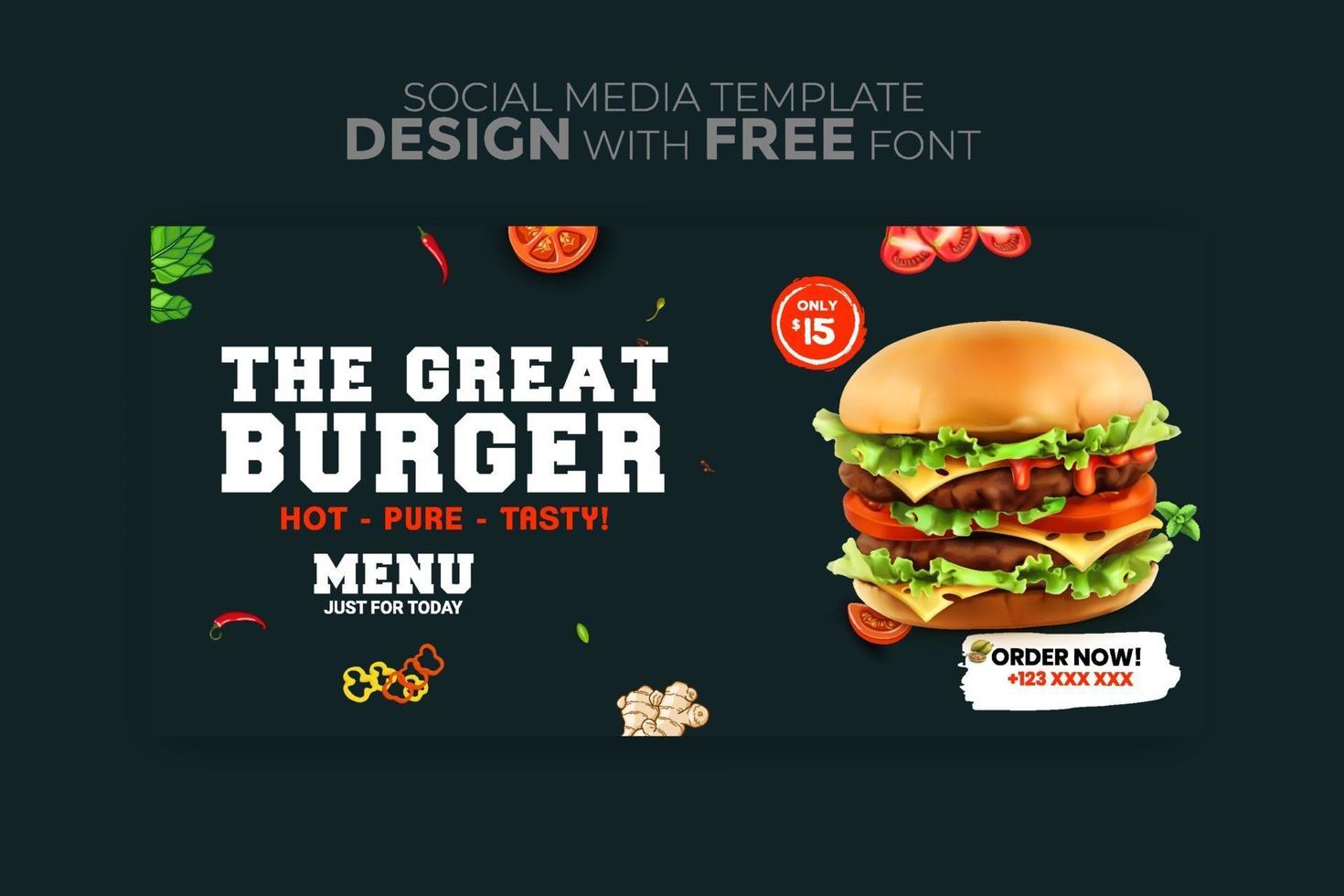 Food menu banner social media template vector