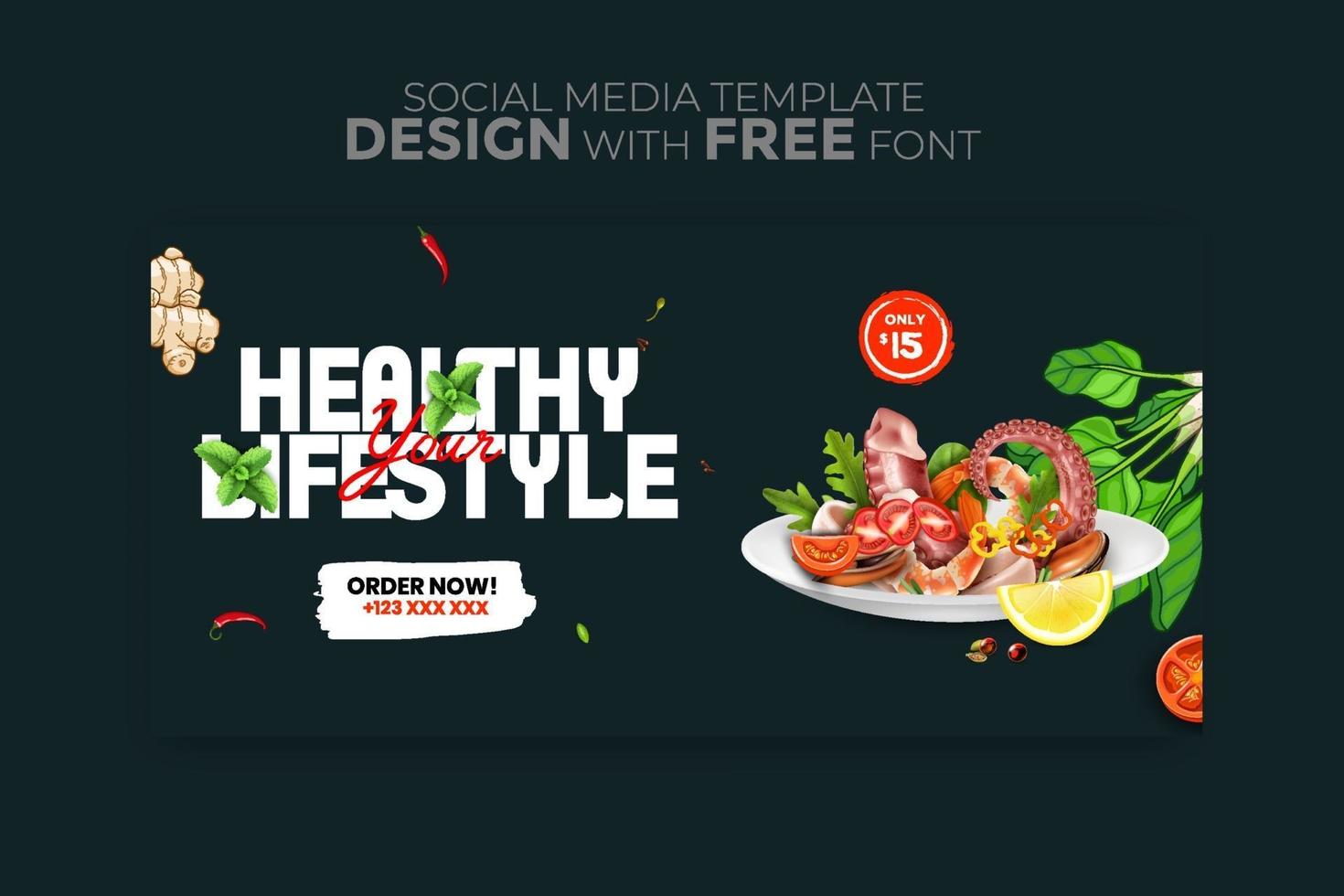 Food menu banner social media template vector