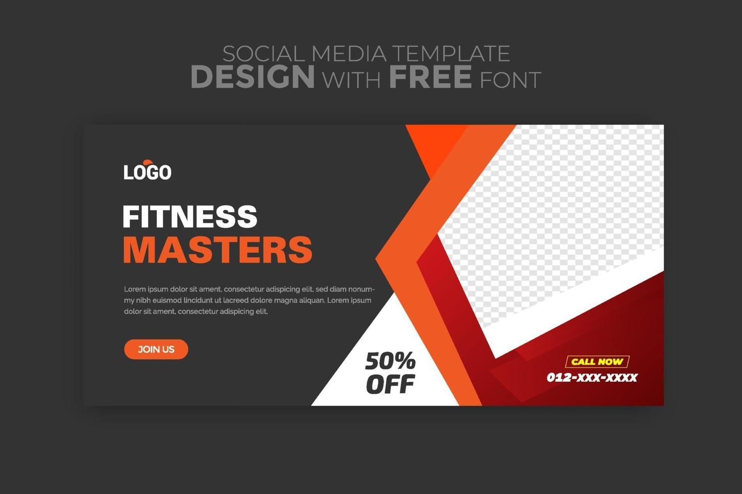 Web banner template with sports concept Social media ad flyer for gym Fitness and gym vector