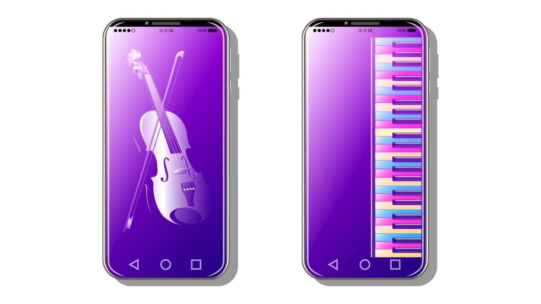 music background on smartphone realistic vector