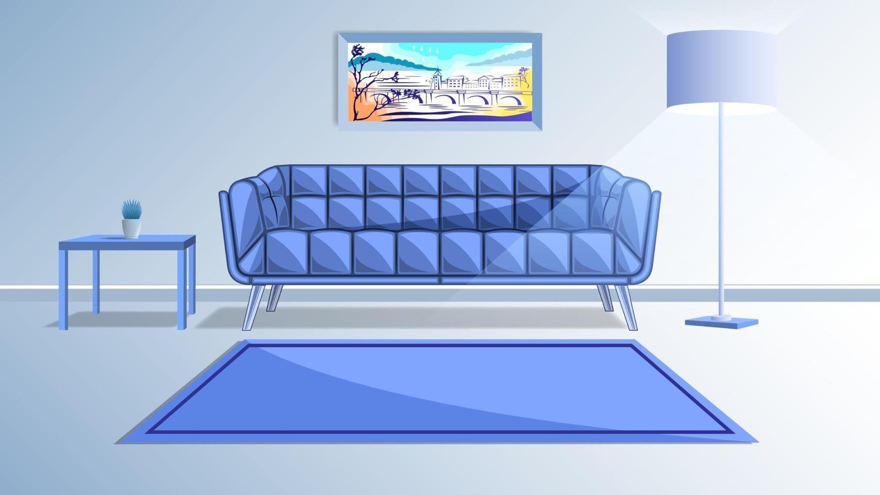 Couch interior design cartoon style vector