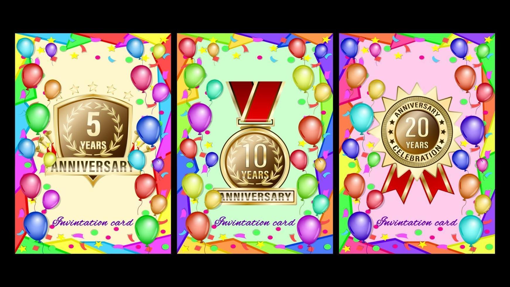 Colorful Invintation card Anniversary Holiday vector