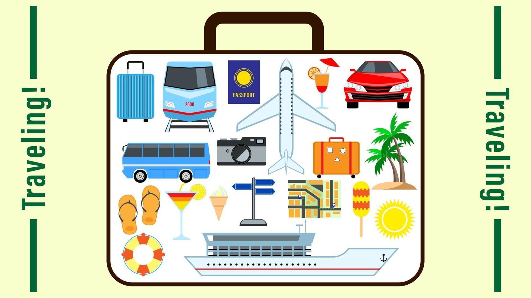 Traveling suitcace cartoon style vector