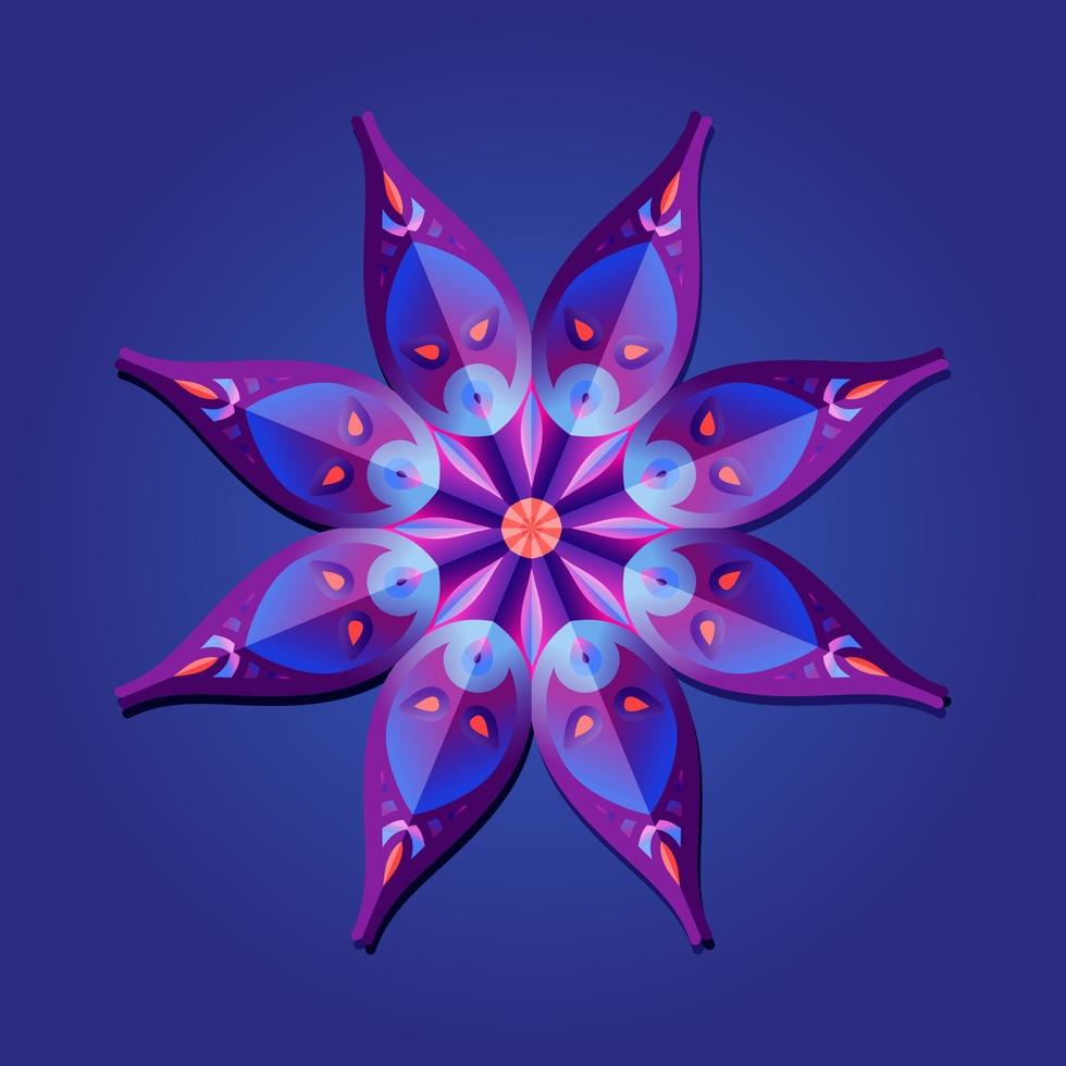 This is violet a geometric polygonal mandala in the form of a star with a floral pattern vector