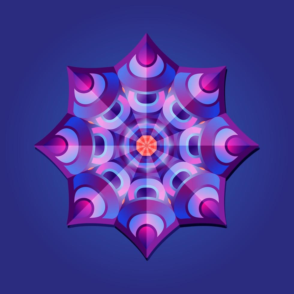 This is violet a geometric polygonal mandala in the form of a star vector