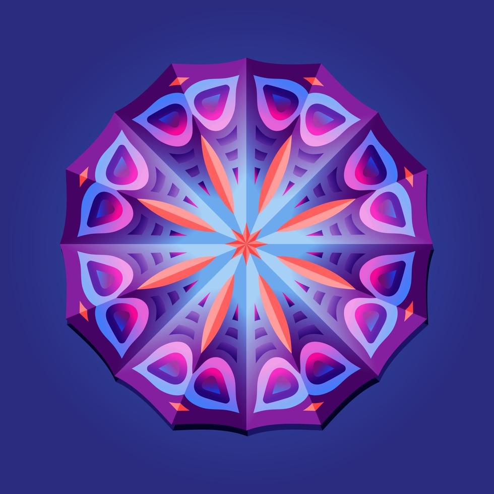 This is a violet geometric polygonal mandala with a bright center vector