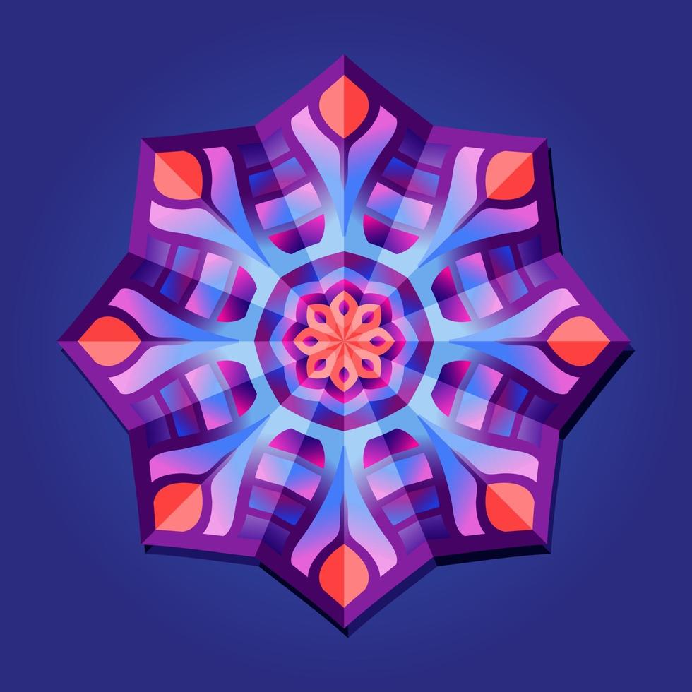 This is violet a geometric polygonal mandala in the form of a snowflake vector