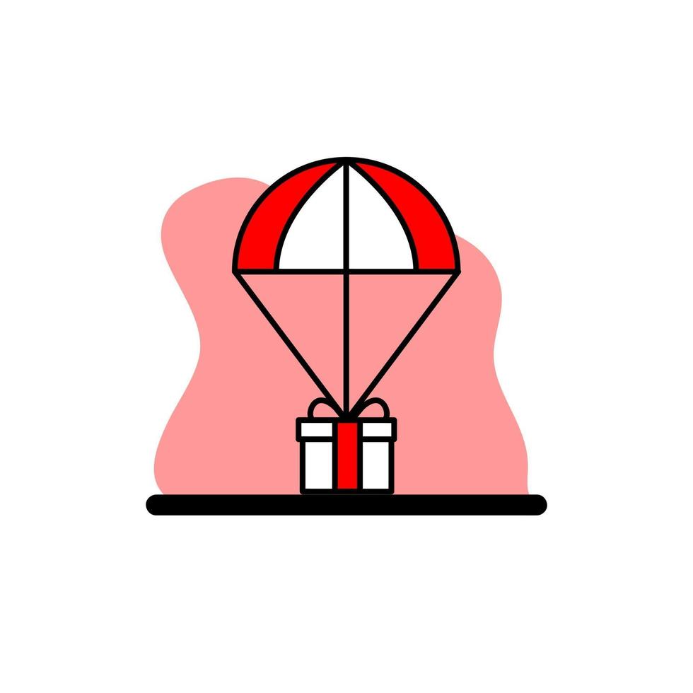 Air Delivery Giftbox Icon Conceptual Vector Illustration Design