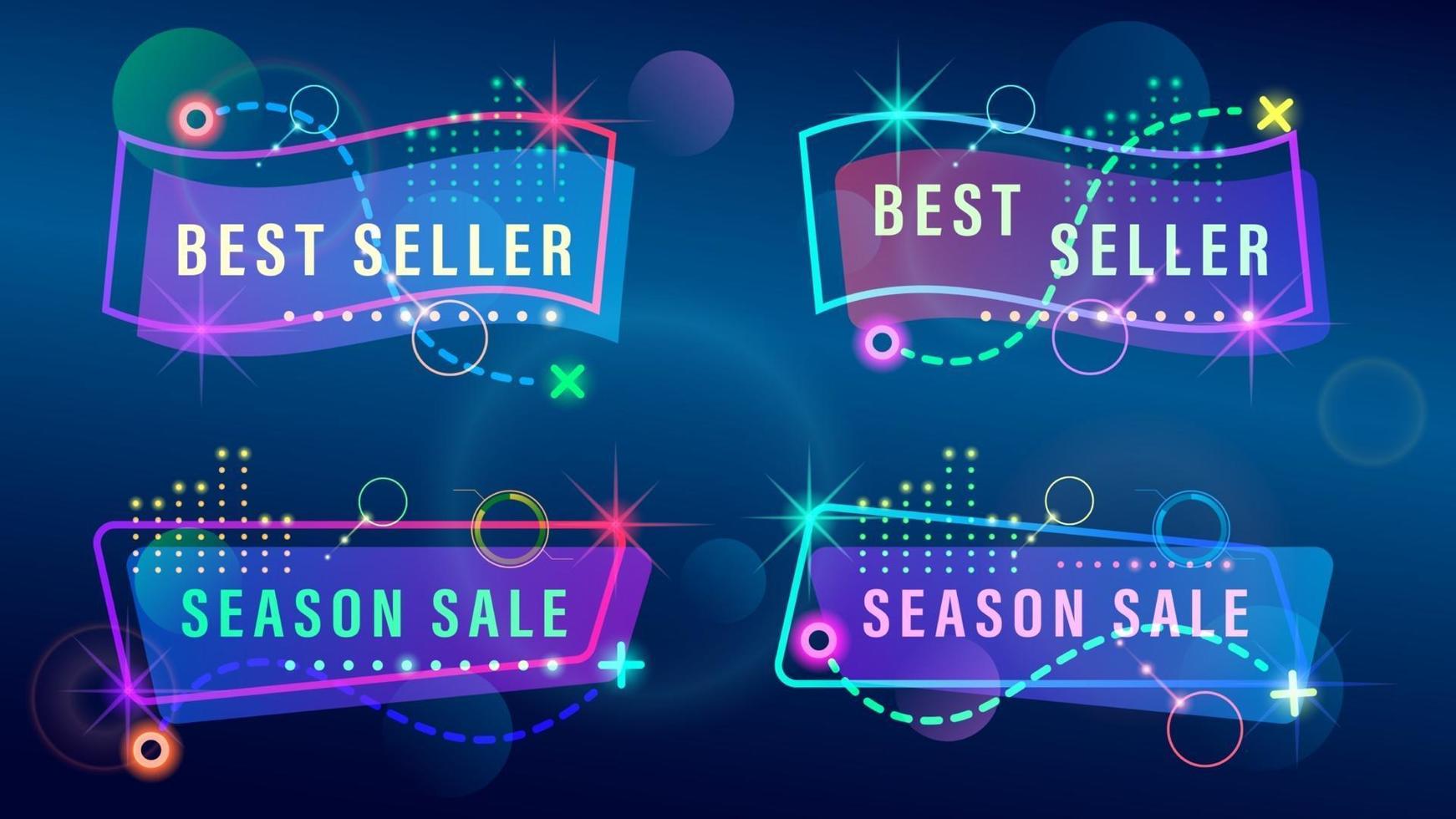 Set Sale sign colorful light effects vector