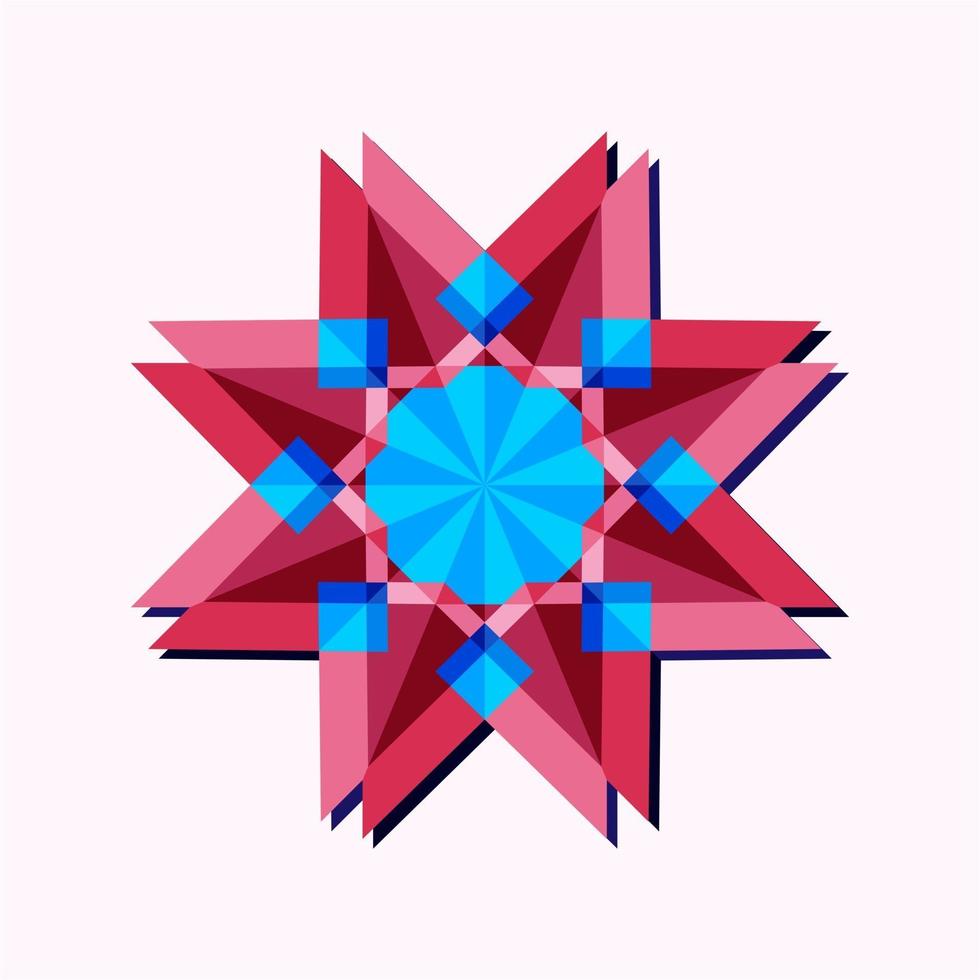 esta es una estrella poligonal geométrica rosa en forma de cristal vector