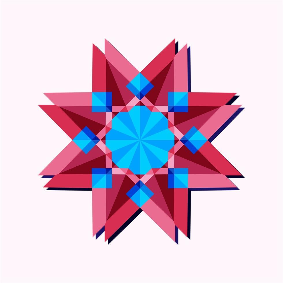 This is a pink geometric polygonal star in the form of a crystal vector